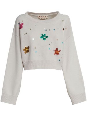 Marni sequin-embellished knit jumper - Neutrals