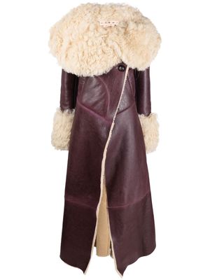 Marni shearling-collar leather jacket - Red