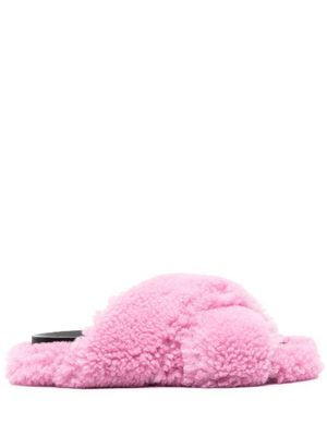 Marni shearling-design crossover-strap sandals - Pink