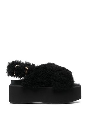 Marni shearling platform sandals - Black