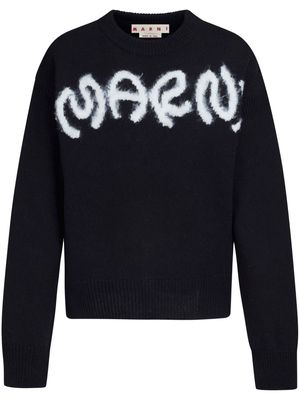 Marni Shetland logo-intarsia wool jumper - Black