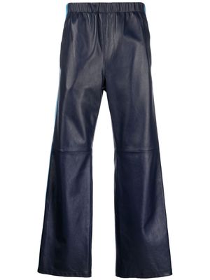 Marni side-stripe leather trousers - Blue