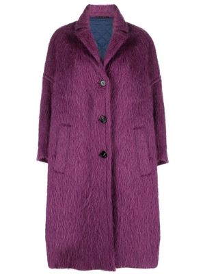 Marni single-breasted brushed wool coat - Purple