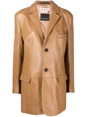 Marni single-breasted leather blazer - Brown