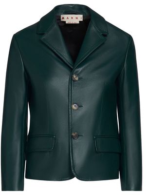 Marni single-breasted leather blazer - Green