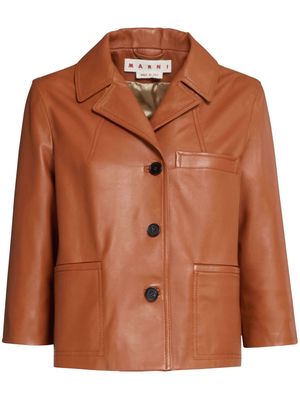 Marni single-breasted leather jacket - Brown