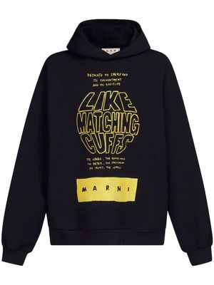 Marni slogan-print cotton hoodie - Black