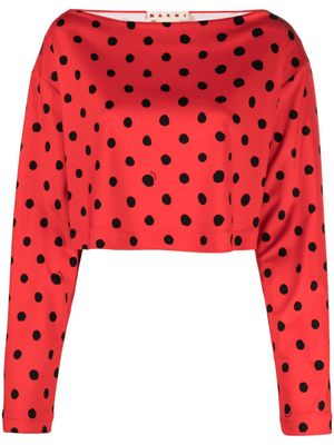 Marni small dot-print technical jersey shirt - Red