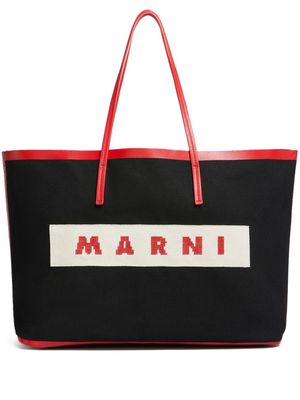 Marni small Janus logo-embroidered tote bag - Black