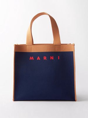 Marni - Small Logo-jacquard Canvas Tote Bag - Mens - Navy Multi