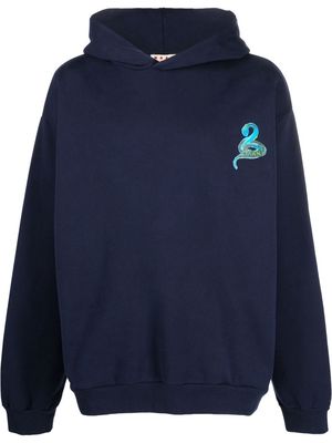 Marni snake graphic-print hoodie - Blue