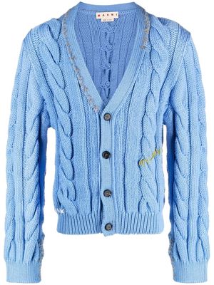 Marni stitch-detail cable-knit cardigan - Blue