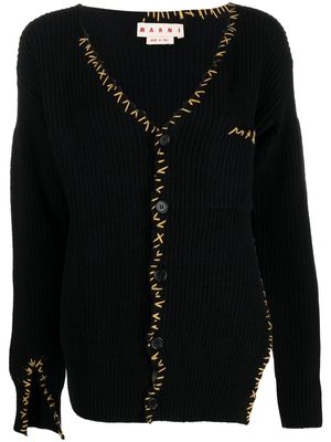 Marni stitch-detail wool cardigan - Black