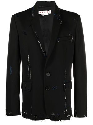 Marni stitching-detail ripped blazer - Black