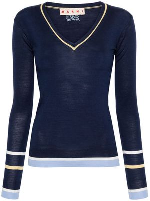 Marni stripe-detailing fine-knitted jumper - Blue
