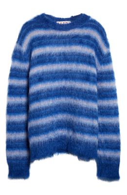 Marni Stripe Mohair Blend Sweater in Mazarine Blue