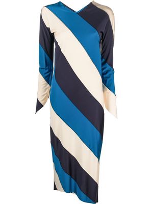 Marni stripe-pattern midi dress - Blue