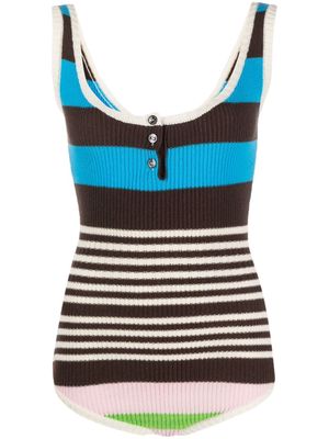 Marni stripe-pattern wool bodysuit - Brown