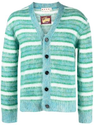 Marni striped buttoned-up cardigan - Green