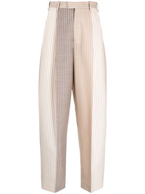 Marni striped colour-block tailored trousers - Brown