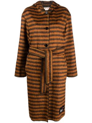 Marni striped hooded coat - Orange
