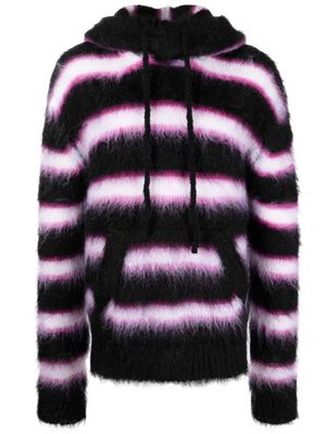 Marni striped intarsia-knit hooded sweater - Black