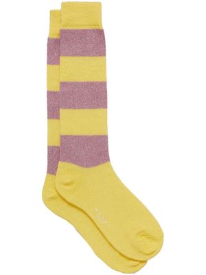 Marni striped knee-length socks - Yellow