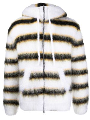 Marni striped knitted hoodie - White