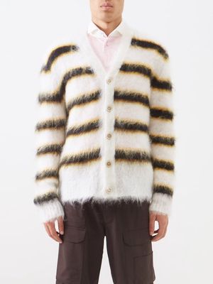 Marni - Striped Mohair-blend Cardigan - Mens - White Multi