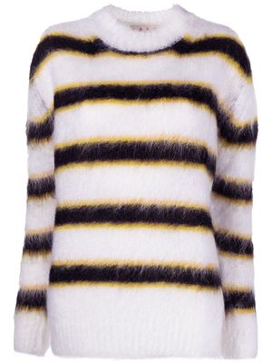 Marni striped mohair-blend jumper - White
