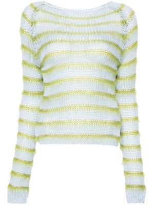 Marni striped open-knit jumper - Blue