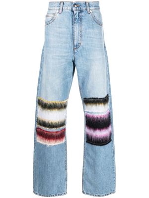 Marni striped patchwork jeans - Blue