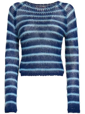 Marni striped-pattern cotton jumper - Blue