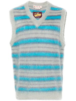 Marni striped-pattern knitted vest - Blue