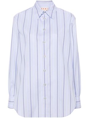 Marni striped straight-collar cotton shirt - Blue