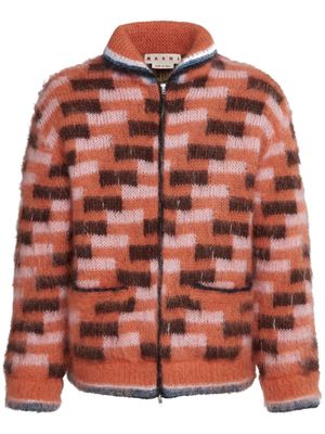 Marni striped zip-up jacket - Orange