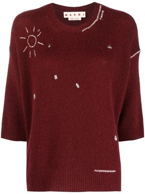 Marni sun embellished knitted top - Red