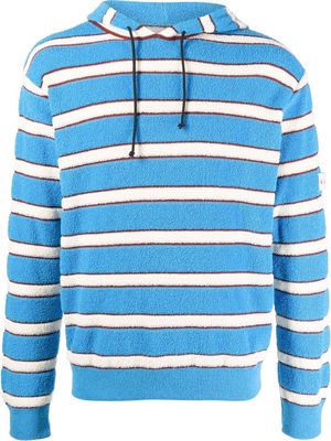 Marni terry-cloth effect striped hoodie - Blue