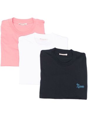 Marni three-pack embroidered-logo T-shirt - Pink