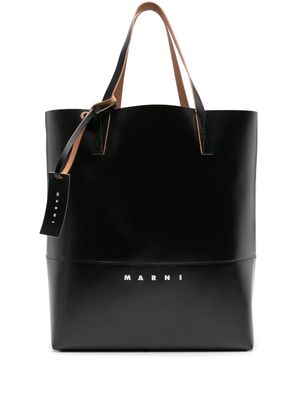 Marni Tribeca logo-print faux-leather tote bag - Black