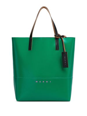 Marni Tribeca logo-print faux-leather tote bag - Green