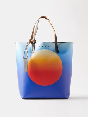 Marni - Tribeca Sunrise-print Leather-trim Tote Bag - Mens - Blue Orange