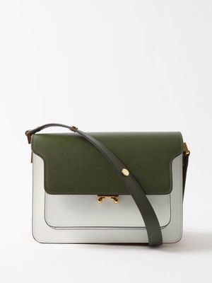Marni - Trunk Medium Colour-block Leather Shoulder Bag - Womens - Green White