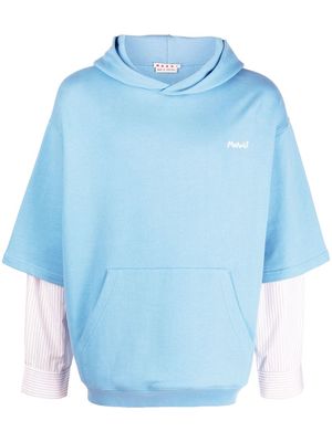 Marni two-tone layered hoodie - Blue