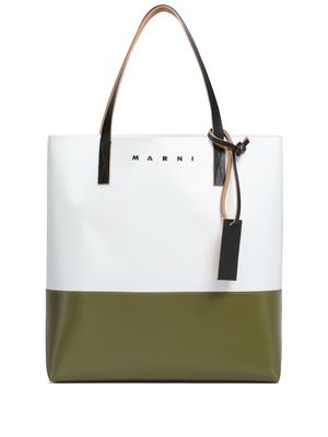 Marni two-tone logo-print tote bag - White
