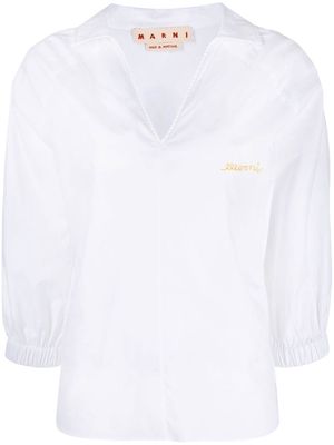 Marni V-neck cotton blouse - White