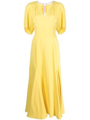 Marni V-neck flared midi dress - Yellow