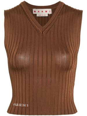 Marni V-neck knitted top - Brown