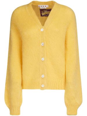 Marni V-neck mohair-blend cardigan - Yellow