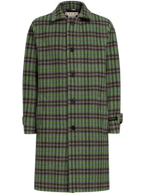 Marni Wavy Check wool coat - Green